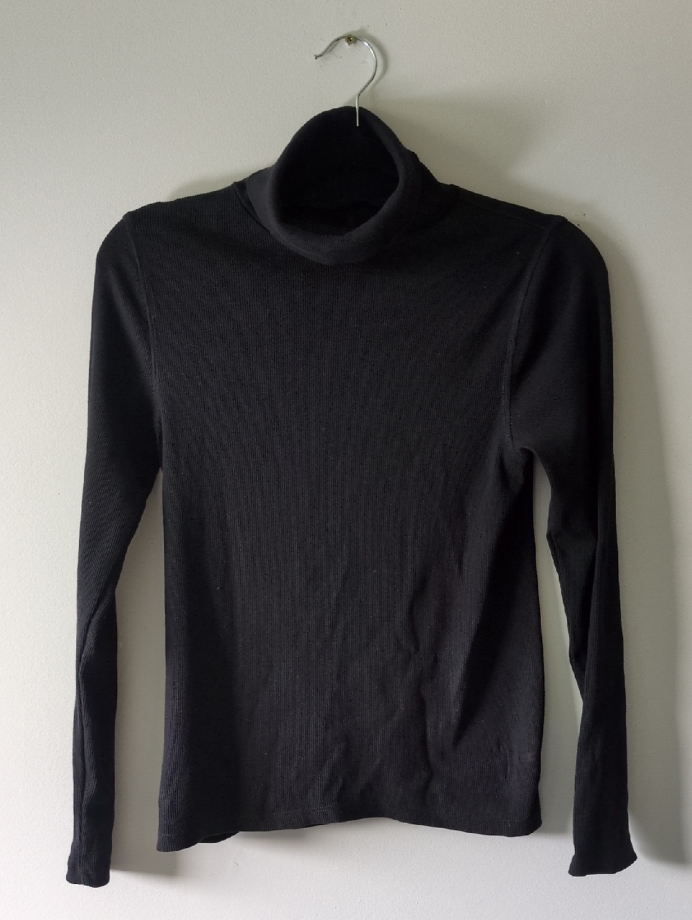 Quince Black Ribbed Turtleneck Top